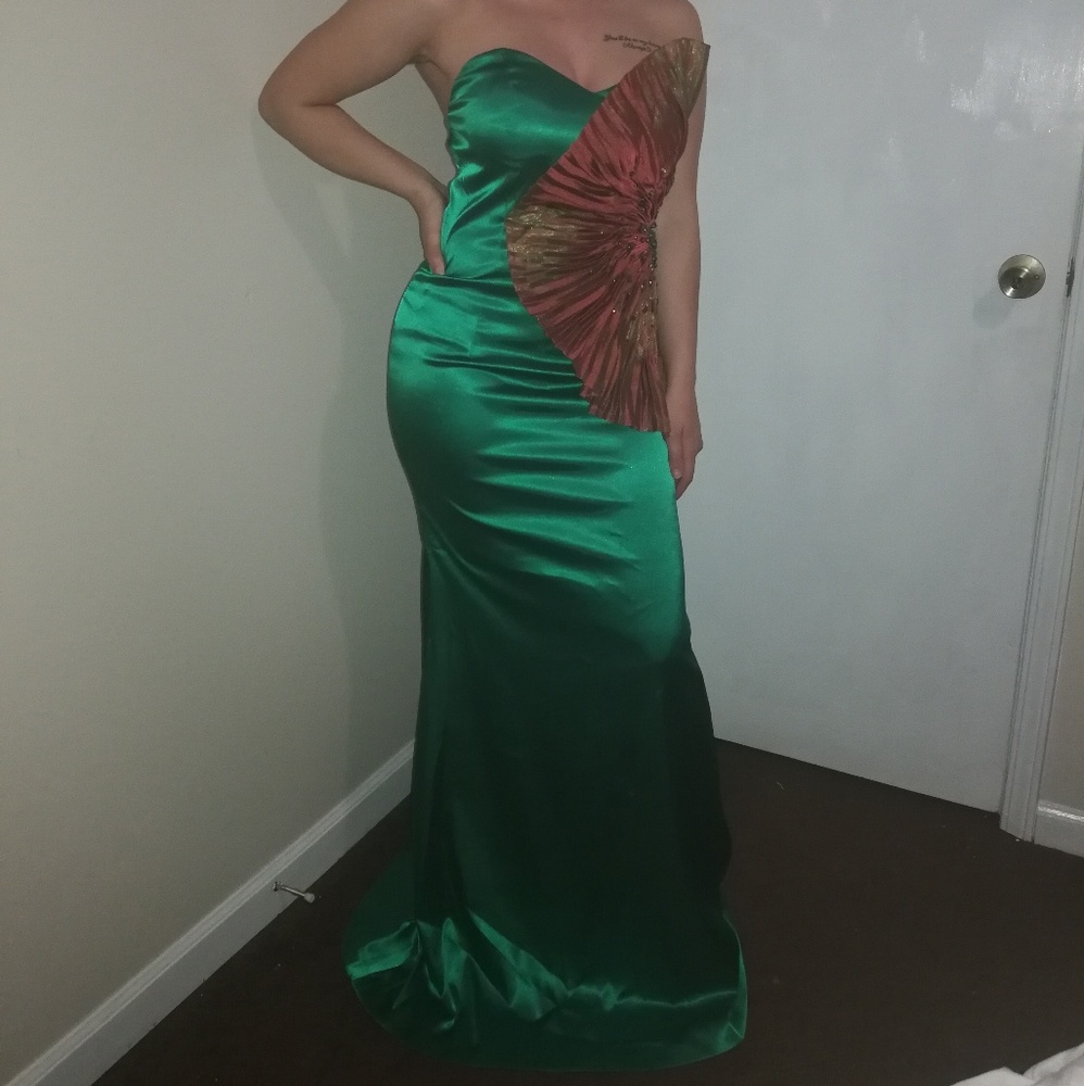 Emerald Green satin "one of a kind" gown